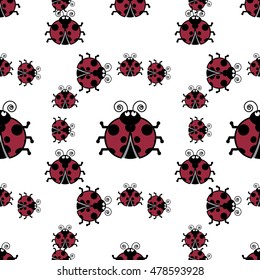 Seamless pattern with ladybugs icons on  background