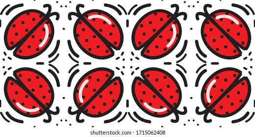 Patrón transparente con ladybugs. El adorno puede ser utilizado para la fabricación de tejidos, papel de envoltura, como elemento de diseño y mucho más.