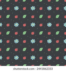 Seamless pattern with ladybugs. Summer ladybugs background