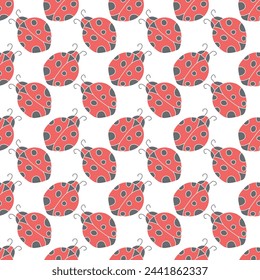 Seamless pattern with ladybugs. Summer ladybugs background