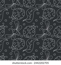 Seamless pattern with ladybugs. Summer ladybugs background