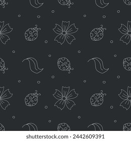 Seamless pattern with ladybugs. Summer ladybugs background