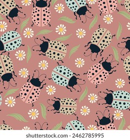seamless pattern of ladybugs in vector ,background,wallpaper,fabric,wrapping,etc