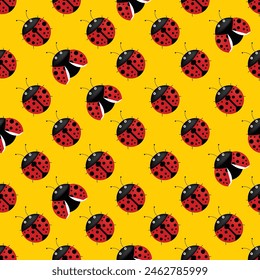 seamless pattern of ladybugs in vector ,background,wallpaper,fabric,wrapping,etc