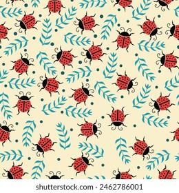 seamless pattern of ladybugs in vector ,background,wallpaper,fabric,wrapping,etc
