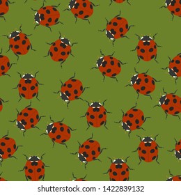 Seamless pattern with ladybugs. Vector illustration.