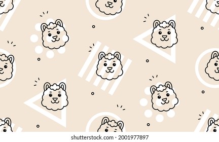 Seamless pattern with lamas. Icon design. Template elements