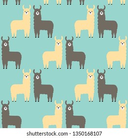 Seamless pattern lamas. Trendy cartoon print. Art can be used for child book, printing in the nursery. 