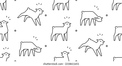 Seamless pattern with Lambs. isolated on white background