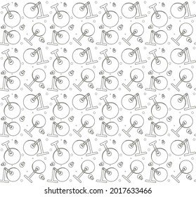 seamless pattern with lamps and light bulbs, black and white illustration