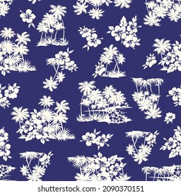 Seamless pattern of landscape with palm trees,