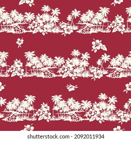 Seamless pattern of landscape with palm trees,