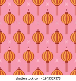 seamless pattern lantern Asia on pink background vector wallpaper textile giftwrap