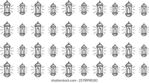 Seamless pattern of lantern for paper, cover, fabric and other use. symbol of Eid Mubarak and ramadhan concept, arabic, traditional, islamic lamps.

