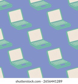 Padrão perfeito com notebook. Educação on-line, e-learning com notebooks. Padrão desenhado à mão shabby vetor em amostras de tecido, têxteis, vestuário, papel de embrulho, capa, banner, fundo abstrato