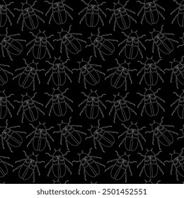 Seamless pattern with larder beetle - hand drawn vector illustration.