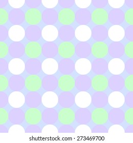 Seamless pattern with large circles placed next to each other make up pattern in pale green and violet colors