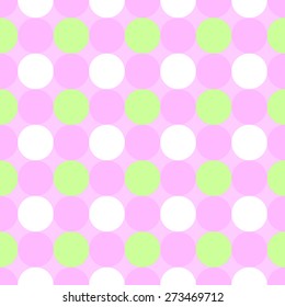 Seamless pattern with large circles placed next to each other make up pattern in light pink and bright green colors