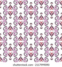 Patrón sin inconfundible de grandes elementos florales ondulados en el estilo barroco. Flores abstractas y hermosos remolinos sobre un fondo blanco. Ideal para presentar sus vacaciones o su diseño publicitario.