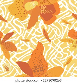 Seamless pattern with large flowers. Patterns for fabric decoration.