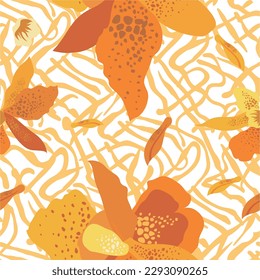 Seamless pattern with large flowers. Patterns for fabric decoration.