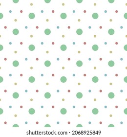 Seamless pattern in large green polka dots. Good for design of fabric or textile. Colorful vector pattern.