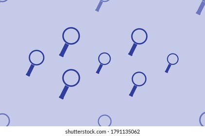 Patrón sin foco de grandes símbolos de magnificación azul aislado. El patrón se divide por una línea de elementos de tonos más claros. Ilustración del vector sobre fondo azul claro