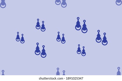 Seamless pattern of large isolated blue earrings symbols. The pattern is divided by a line of elements of lighter tones. Vector illustration on light blue background