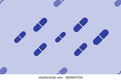 Seamless pattern of large isolated blue medical capsule symbols. The pattern is divided by a line of elements of lighter tones. Vector illustration on light blue background