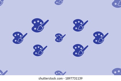 Seamless pattern of large isolated blue palette symbols. The pattern is divided by a line of elements of lighter tones. Vector illustration on light blue background