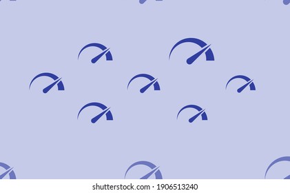 Seamless pattern of large isolated blue tachometer symbols. The pattern is divided by a line of elements of lighter tones. Vector illustration on light blue background