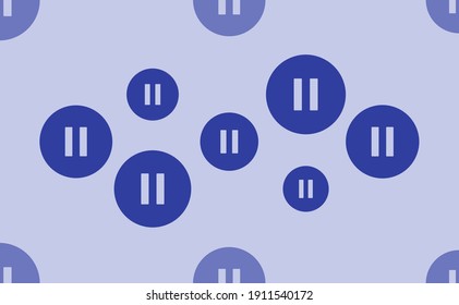 Nahtloses Muster großer, isolierter blauer Pausensymbole. Das Muster wird durch eine Linie von Elementen mit helleren Tönen geteilt. Vektorgrafik auf hellblauem Hintergrund