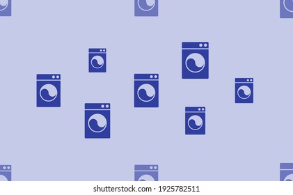 Seamless pattern of large isolated blue washer symbols. The pattern is divided by a line of elements of lighter tones. Vector illustration on light blue background