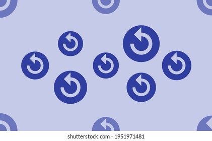 Seamless pattern of large isolated blue replay media symbols. The pattern is divided by a line of elements of lighter tones. Vector illustration on light blue background