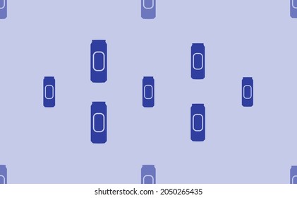 Seamless pattern of large isolated blue beer can symbols. The pattern is divided by a line of elements of lighter tones. Vector illustration on light blue background