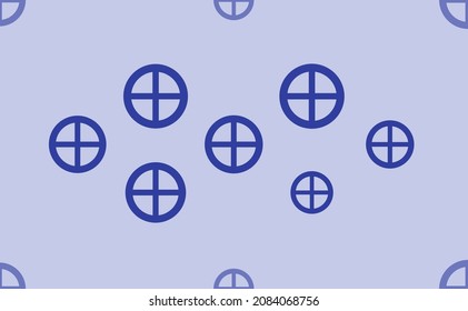 Seamless pattern of large isolated blue astrological earth symbols. The pattern is divided by a line of elements of lighter tones. Vector illustration on light blue background