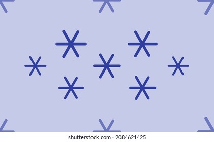 Seamless pattern of large isolated blue astrological sextile symbols. The pattern is divided by a line of elements of lighter tones. Vector illustration on light blue background