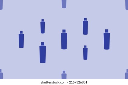 Seamless pattern of large isolated blue shampoo symbols. The pattern is divided by a line of elements of lighter tones. Vector illustration on light blue background
