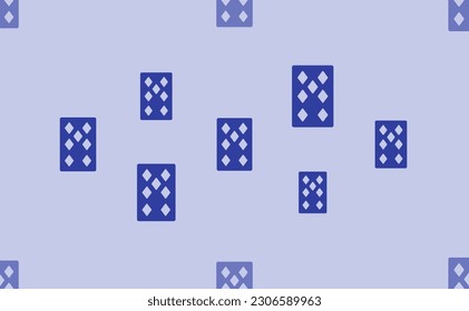 Seamless pattern of large isolated blue seven of diamonds playing cards. The pattern is divided by a line of elements of lighter tones. Vector illustration on light blue background