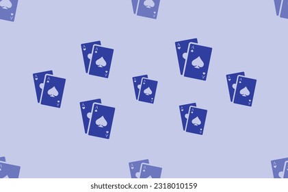 Seamless pattern of large isolated blue two aces symbols. The pattern is divided by a line of elements of lighter tones. Vector illustration on light blue background