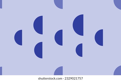 Seamless pattern of large isolated blue semicircle symbols. The pattern is divided by a line of elements of lighter tones. Vector illustration on light blue background