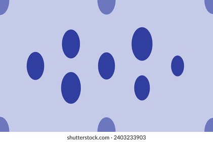 Seamless pattern of large isolated blue ellipse symbols. The pattern is divided by a line of elements of lighter tones. Vector illustration on light blue background