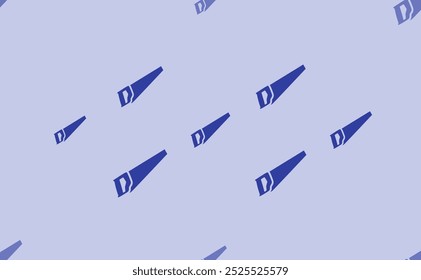 Seamless pattern of large isolated blue hand saw symbols. The pattern is divided by a line of elements of lighter tones. Vector illustration on light blue background