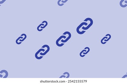 Seamless pattern of large isolated blue chain symbols. The pattern is divided by a line of elements of lighter tones. Vector illustration on light blue background