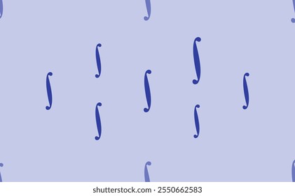 Seamless pattern of large isolated blue integral symbols. The pattern is divided by a line of elements of lighter tones. Vector illustration on light blue background