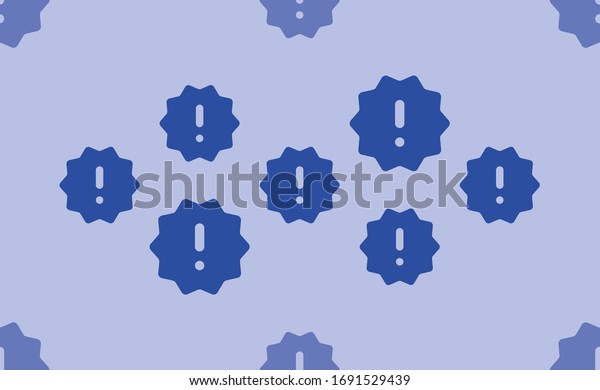 Seamless pattern of large\
isolated blue warning symbols. The pattern is divided by a line of\
elements of lighter tones. Vector illustration on light blue\
background