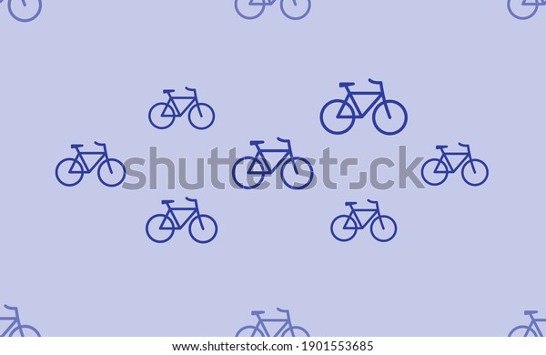 Seamless pattern of large\
isolated blue bicycle symbols. The pattern is divided by a line of\
elements of lighter tones. Vector illustration on light blue\
background