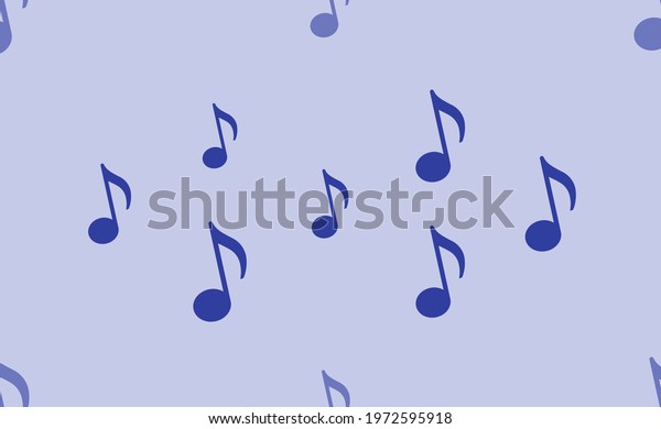 Seamless pattern of large\
isolated blue musical note symbols. The pattern is divided by a\
line of elements of lighter tones. Vector illustration on light\
blue background