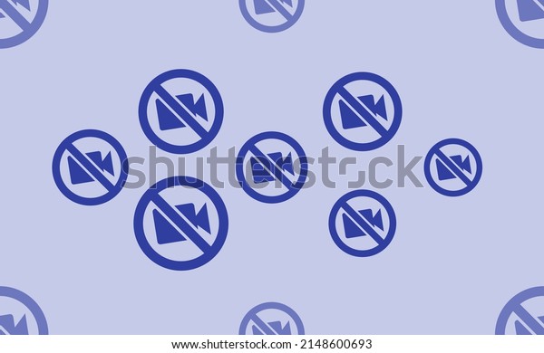 Seamless pattern of large\
isolated blue no video symbols. The pattern is divided by a line of\
elements of lighter tones. Vector illustration on light blue\
background