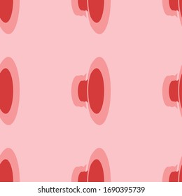 Seamless pattern of large isolated red speaker symbols. The elements are evenly spaced. Vector illustration on light red background